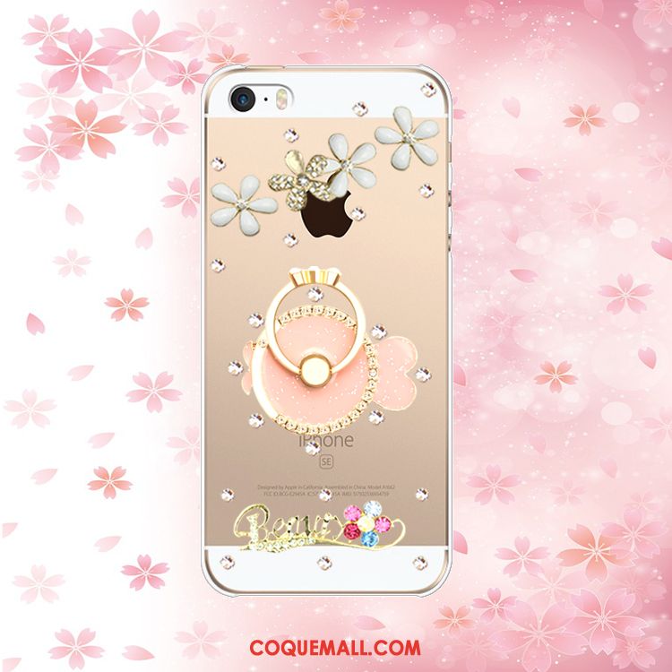 Étui iPhone Se Strass Support Incassable, Coque iPhone Se Téléphone Portable Anneau