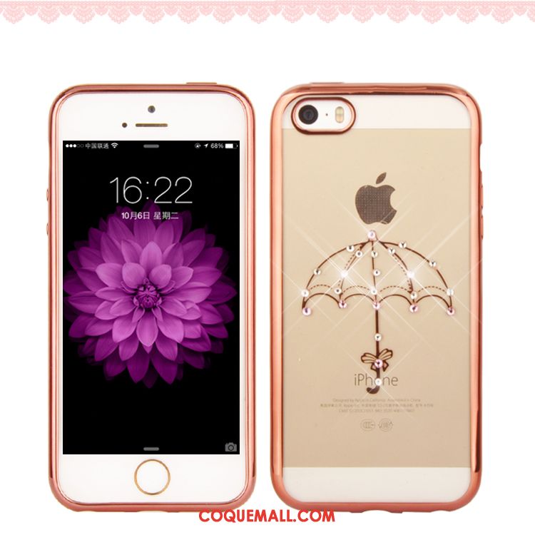 Étui iPhone Se Élégant Or Rose Téléphone Portable, Coque iPhone Se Protection Strass