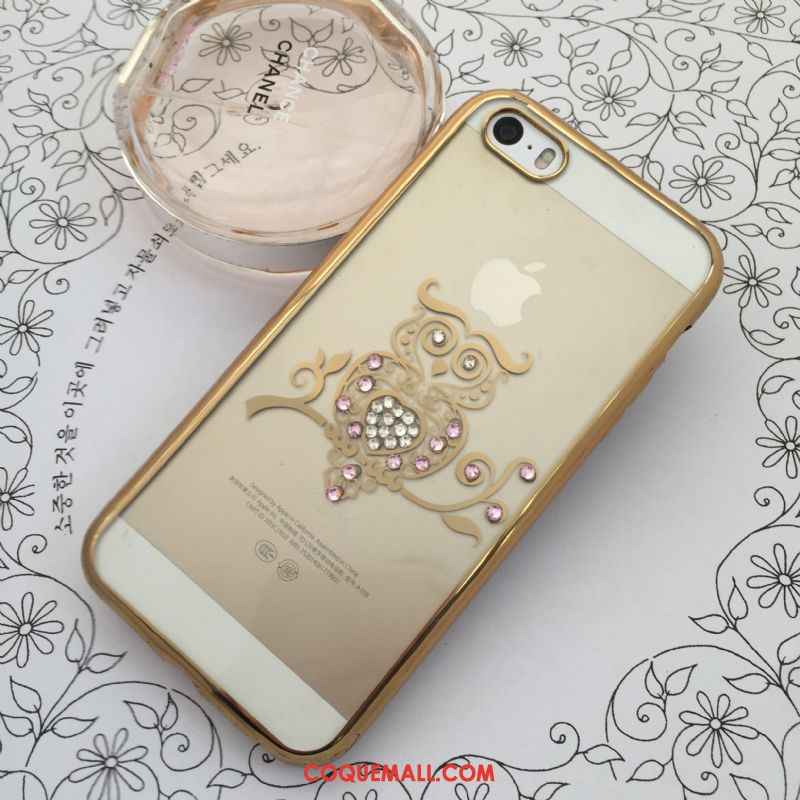 Étui iPhone Se Élégant Or Rose Téléphone Portable, Coque iPhone Se Protection Strass