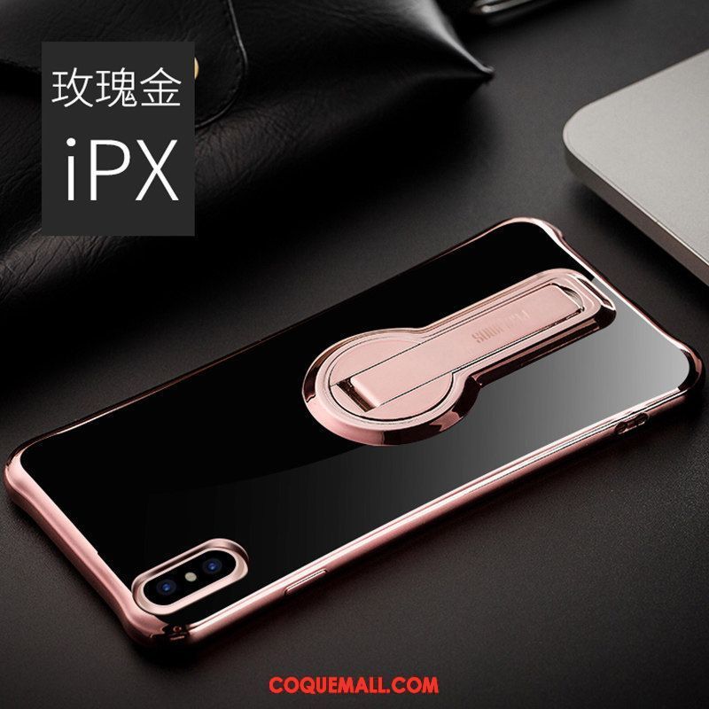 Étui iPhone X Brillant Support Incassable, Coque iPhone X Transparent Noir