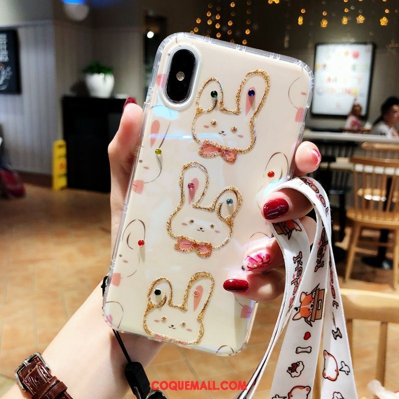 Étui iPhone X Charmant Fluide Doux Silicone, Coque iPhone X Incruster Strass Lapin
