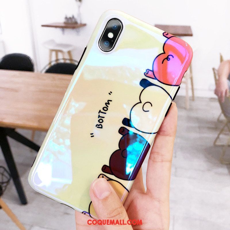 Étui iPhone X Cou Suspendu Incassable Jaune, Coque iPhone X Silicone Frais