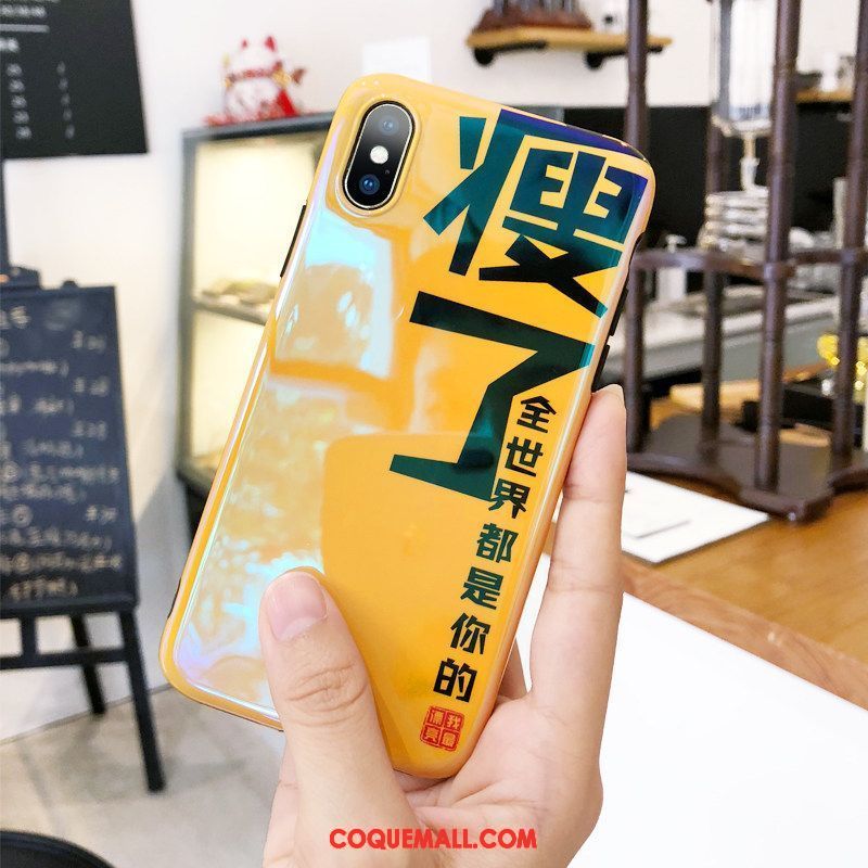 Étui iPhone X Cou Suspendu Incassable Jaune, Coque iPhone X Silicone Frais