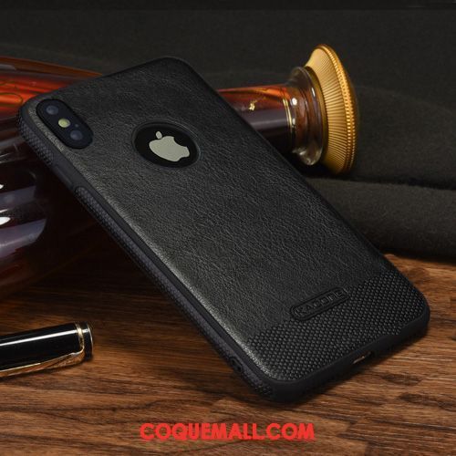 Étui iPhone X Cuir Véritable Légères Incassable, Coque iPhone X Noir Nouveau