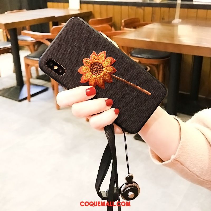 Étui iPhone X Flanelle Ornements Suspendus Simple, Coque iPhone X Tendance Cou Suspendu