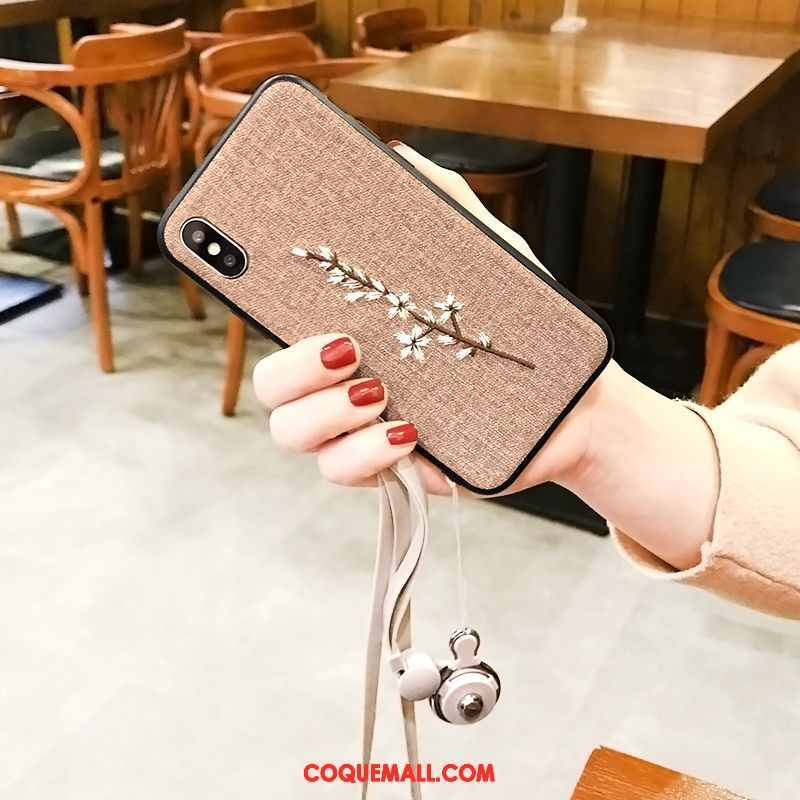 Étui iPhone X Flanelle Ornements Suspendus Simple, Coque iPhone X Tendance Cou Suspendu