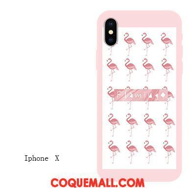 Étui iPhone X Fluide Doux Gaufrage Rose, Coque iPhone X Téléphone Portable Incassable