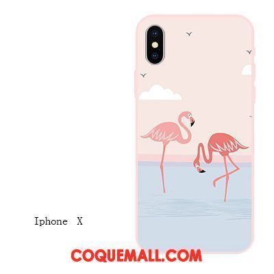 Étui iPhone X Fluide Doux Gaufrage Rose, Coque iPhone X Téléphone Portable Incassable