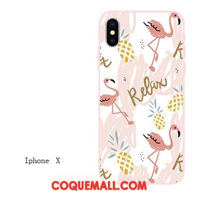 Étui iPhone X Fluide Doux Gaufrage Rose, Coque iPhone X Téléphone Portable Incassable