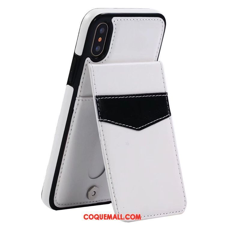 Étui iPhone X Incassable Blanc Étui En Cuir, Coque iPhone X Tout Compris Portefeuille