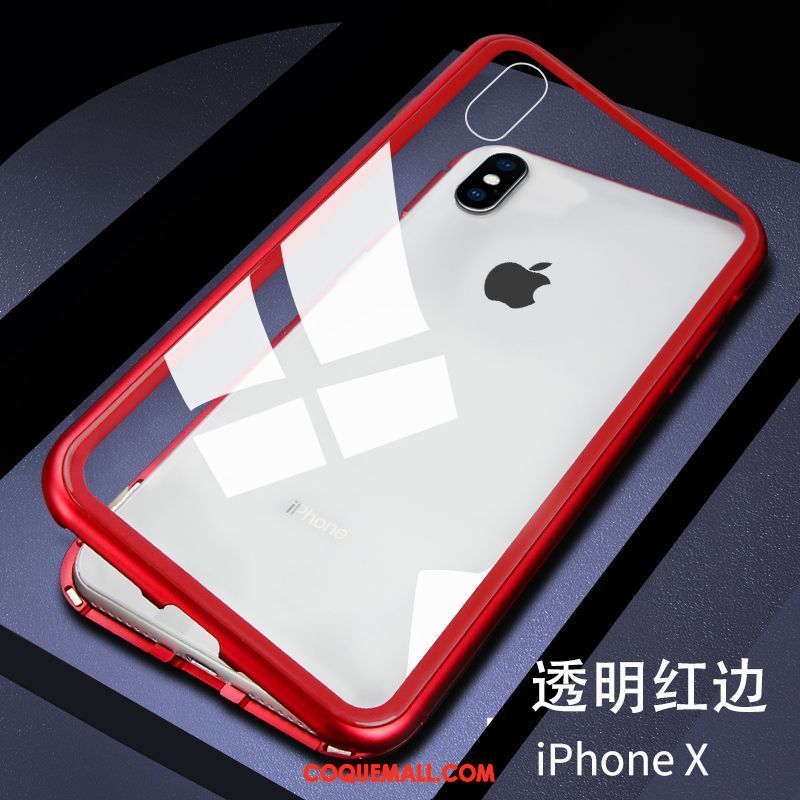 Étui iPhone X Luxe Net Rouge Tout Compris, Coque iPhone X Magnétisme Téléphone Portable