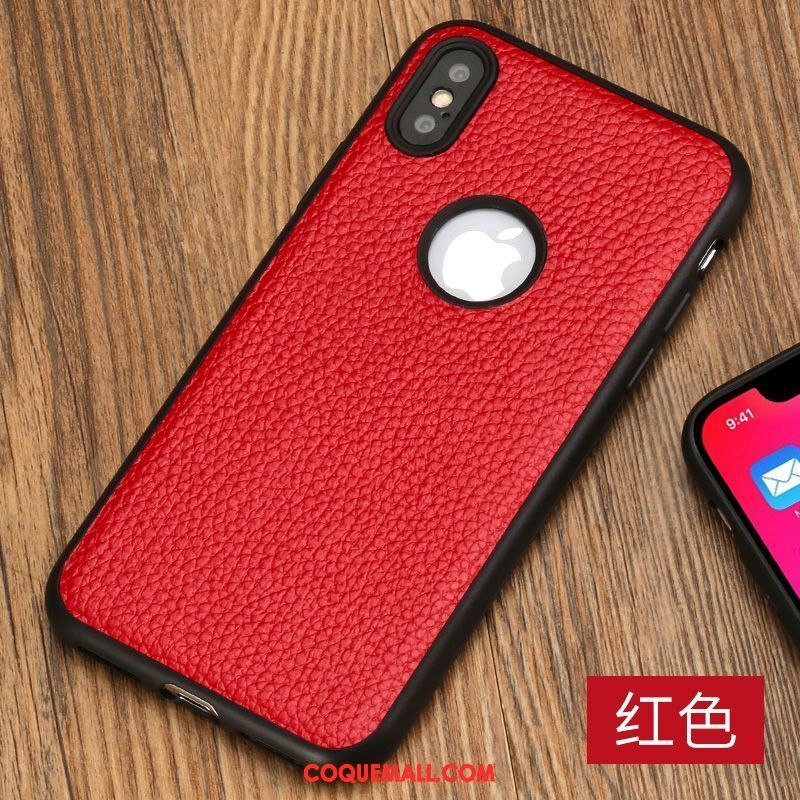 Étui iPhone X Marque De Tendance Rouge Luxe, Coque iPhone X Créatif Étui En Cuir Braun