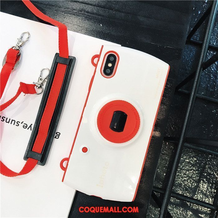 Étui iPhone X Net Rouge Protection Ornements Suspendus, Coque iPhone X Noir Téléphone Portable