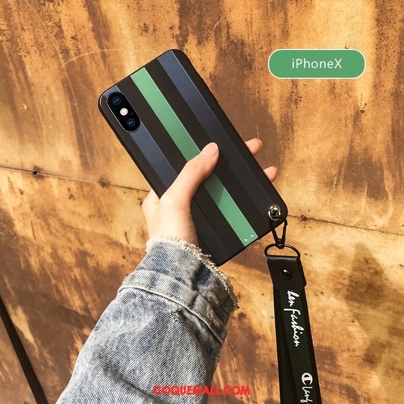 Étui iPhone X Ornements Suspendus Délavé En Daim Vert, Coque iPhone X Marque De Tendance Incassable