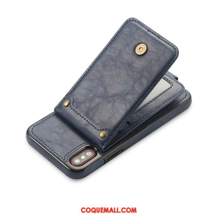 Étui iPhone X Portefeuille Sac Carte Incassable, Coque iPhone X Téléphone Portable Tout Compris Braun