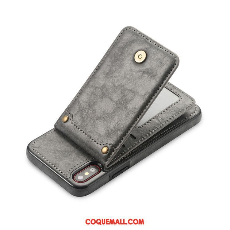 Étui iPhone X Portefeuille Sac Carte Incassable, Coque iPhone X Téléphone Portable Tout Compris Braun