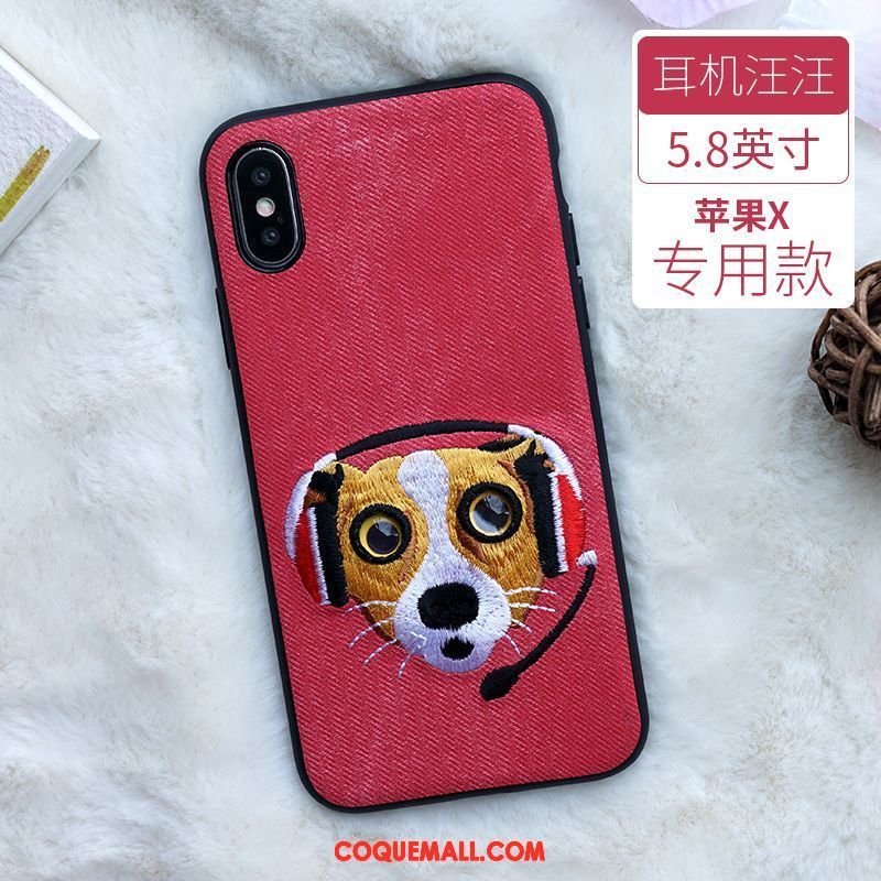 Étui iPhone X Silicone Bleu Incassable, Coque iPhone X Net Rouge Nouveau