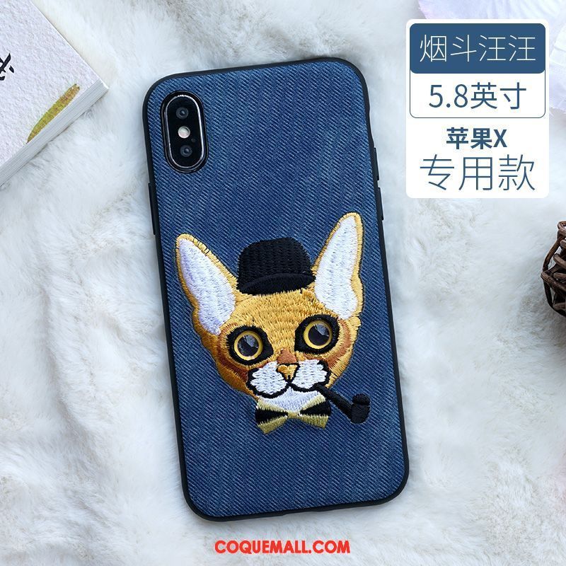 Étui iPhone X Silicone Bleu Incassable, Coque iPhone X Net Rouge Nouveau