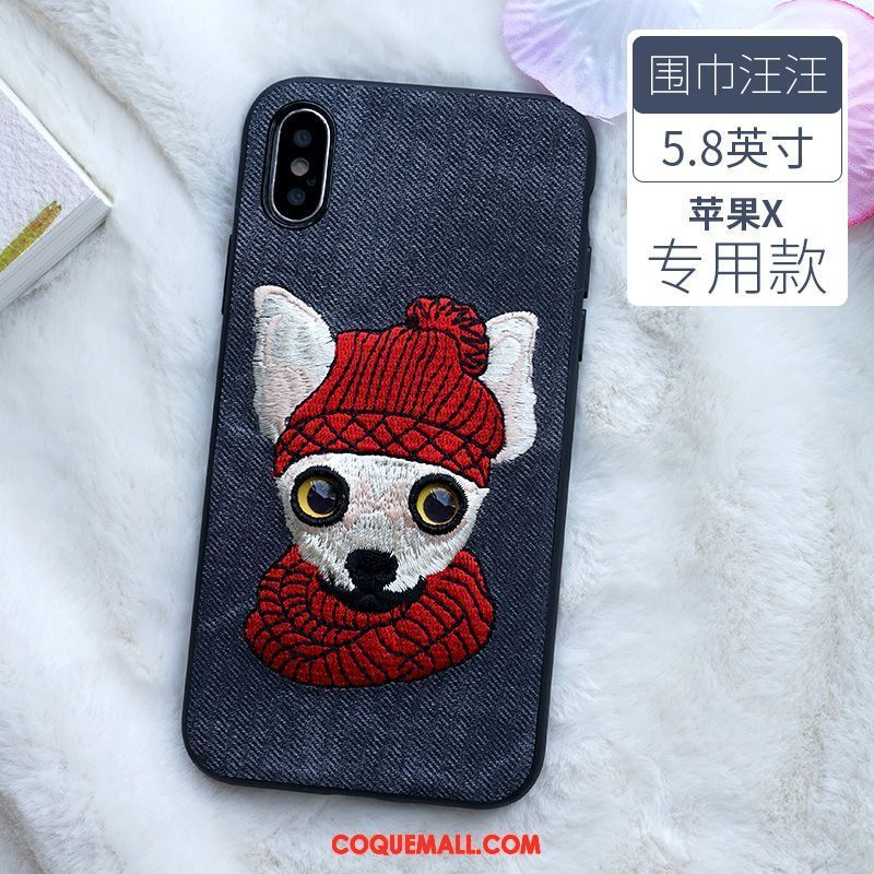 Étui iPhone X Silicone Bleu Incassable, Coque iPhone X Net Rouge Nouveau