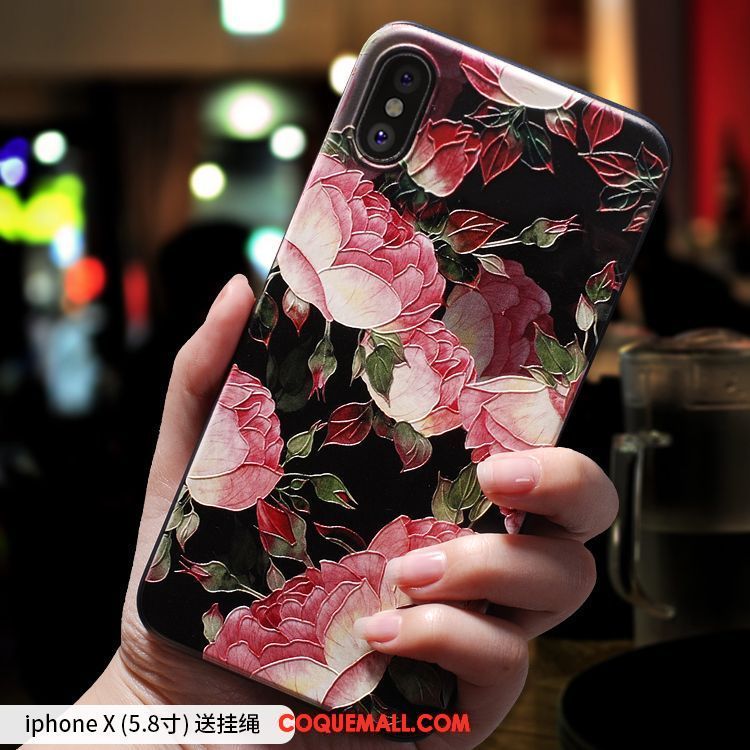Étui iPhone X Style Chinois Personnalité Créatif, Coque iPhone X Ornements Suspendus Silicone Beige