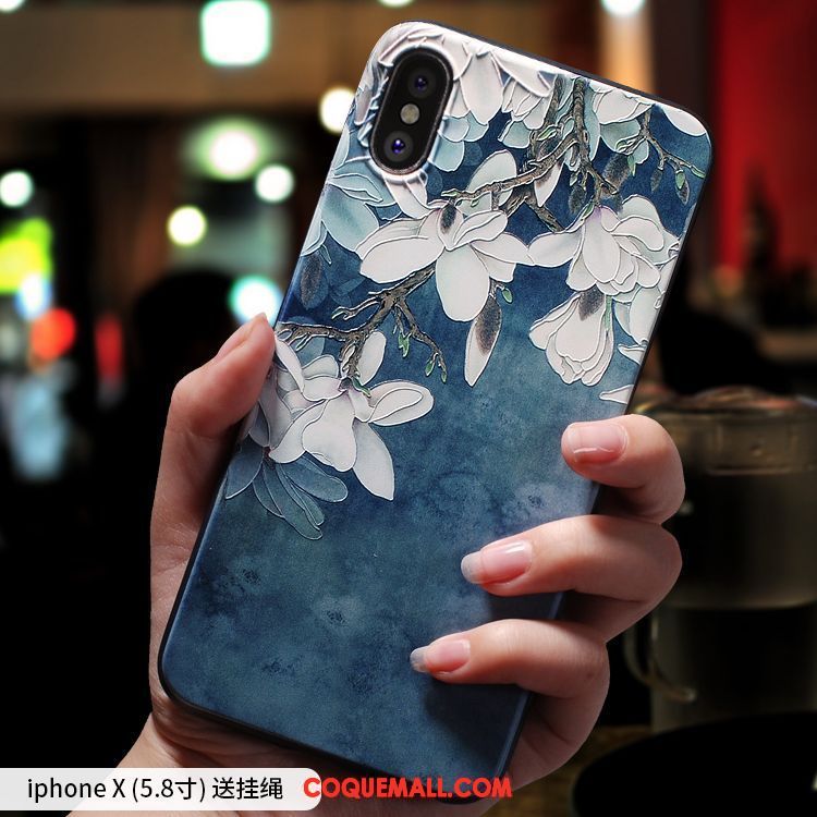 Étui iPhone X Style Chinois Personnalité Créatif, Coque iPhone X Ornements Suspendus Silicone Beige