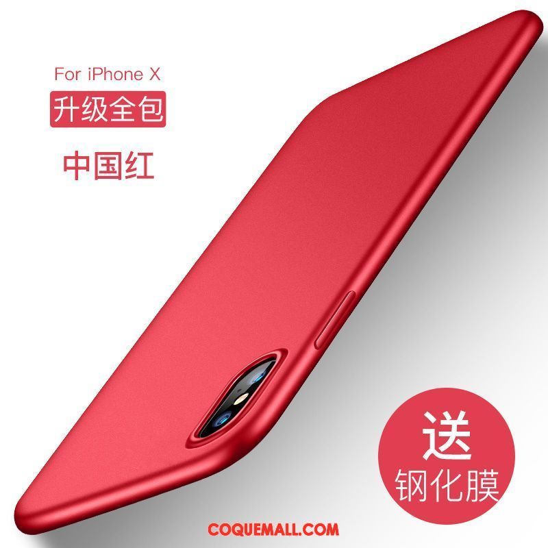 Étui iPhone X Tout Compris Net Rouge Nouveau, Coque iPhone X Fluide Doux Modèle