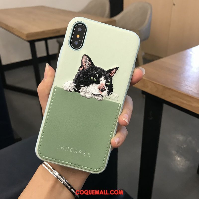 Étui iPhone X Téléphone Portable Charmant Jaune, Coque iPhone X Chat Dessin Animé