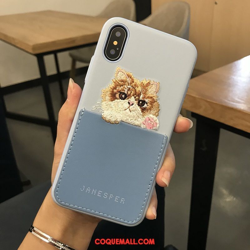 Étui iPhone X Téléphone Portable Charmant Jaune, Coque iPhone X Chat Dessin Animé