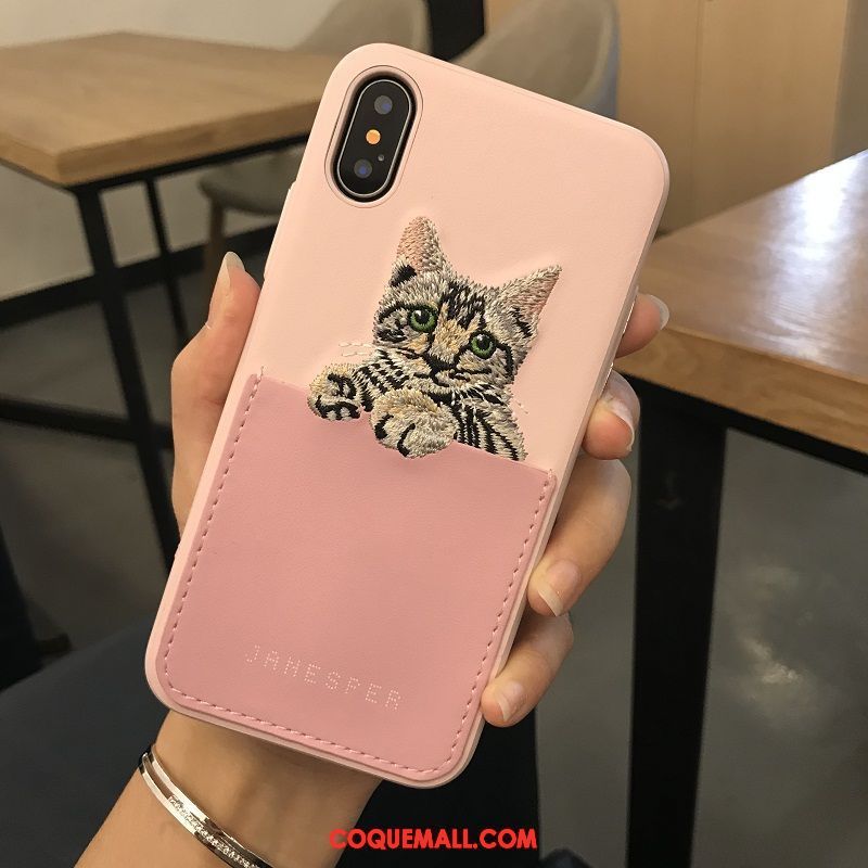 Étui iPhone X Téléphone Portable Charmant Jaune, Coque iPhone X Chat Dessin Animé