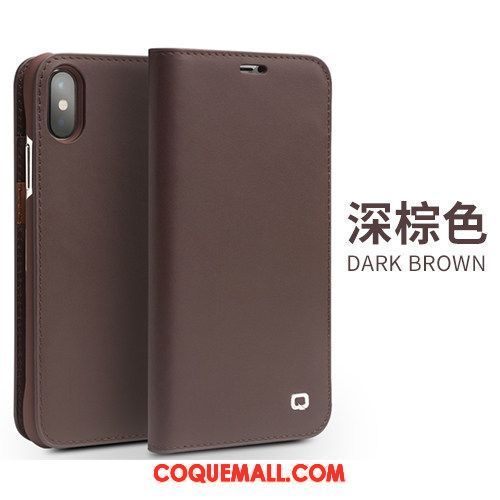 Étui iPhone X Téléphone Portable Cuir Véritable Protection, Coque iPhone X Classic Incassable Braun