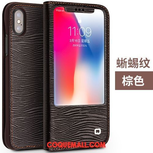 Étui iPhone X Téléphone Portable Cuir Véritable Protection, Coque iPhone X Classic Incassable Braun