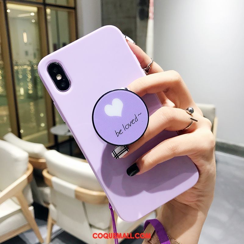 Étui iPhone X Téléphone Portable Violet Support, Coque iPhone X Personnalité Silicone