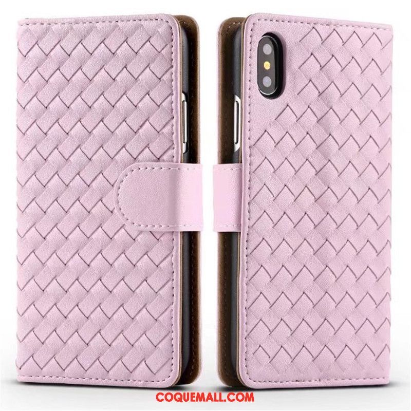 Étui iPhone X Téléphone Portable Étui En Cuir Tissage, Coque iPhone X Protection Support Braun