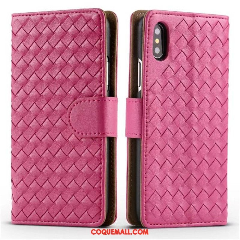 Étui iPhone X Téléphone Portable Étui En Cuir Tissage, Coque iPhone X Protection Support Braun