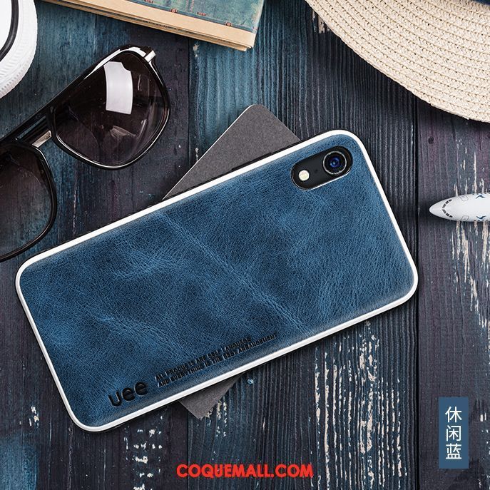 Étui iPhone Xr Cuir Cuir Véritable Cuir, Coque iPhone Xr Simple Protection