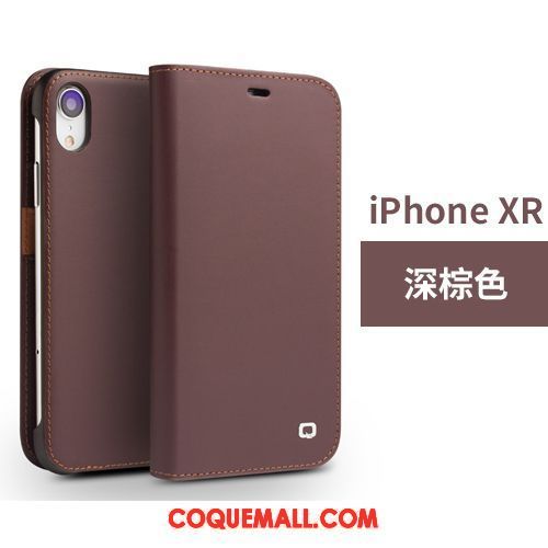 Étui iPhone Xr Cuir Véritable Nouveau Business, Coque iPhone Xr Tout Compris Luxe