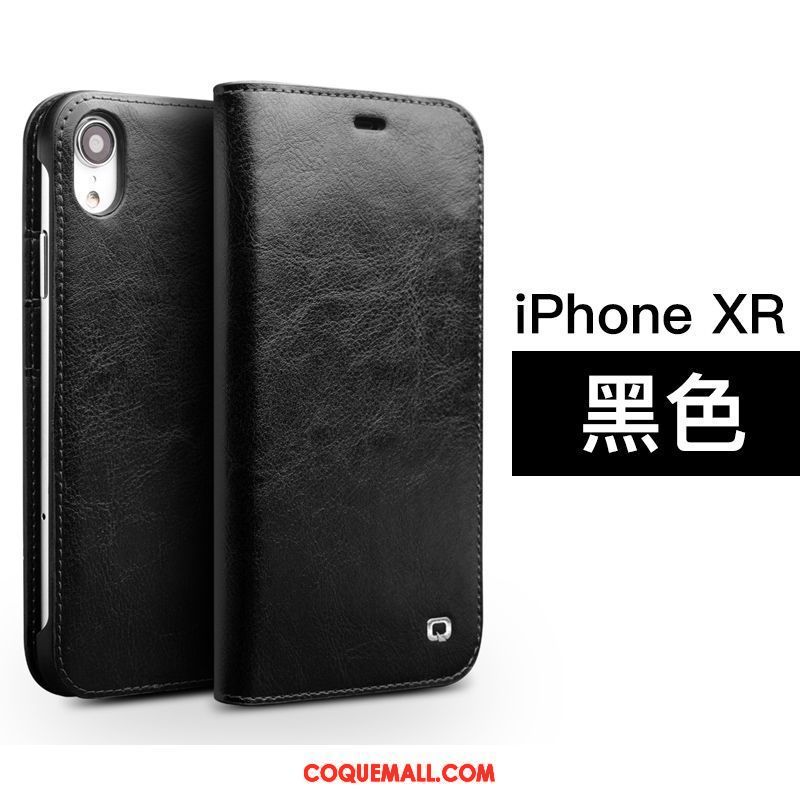 Étui iPhone Xr Cuir Véritable Nouveau Business, Coque iPhone Xr Tout Compris Luxe