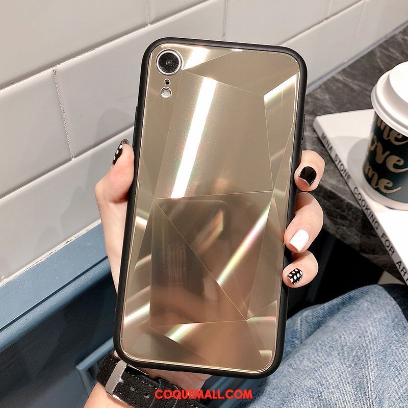 Étui iPhone Xr Fluide Doux Losange Violet, Coque iPhone Xr Incassable Téléphone Portable