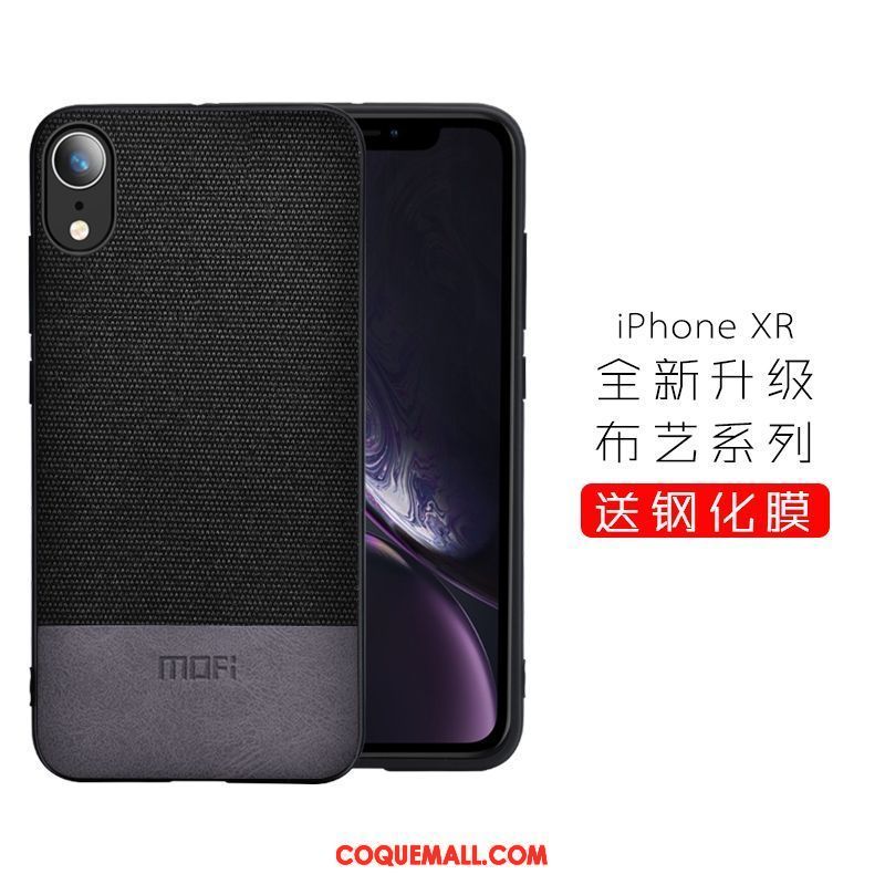 Étui iPhone Xr Nouveau Business Luxe, Coque iPhone Xr Tissu Bleu