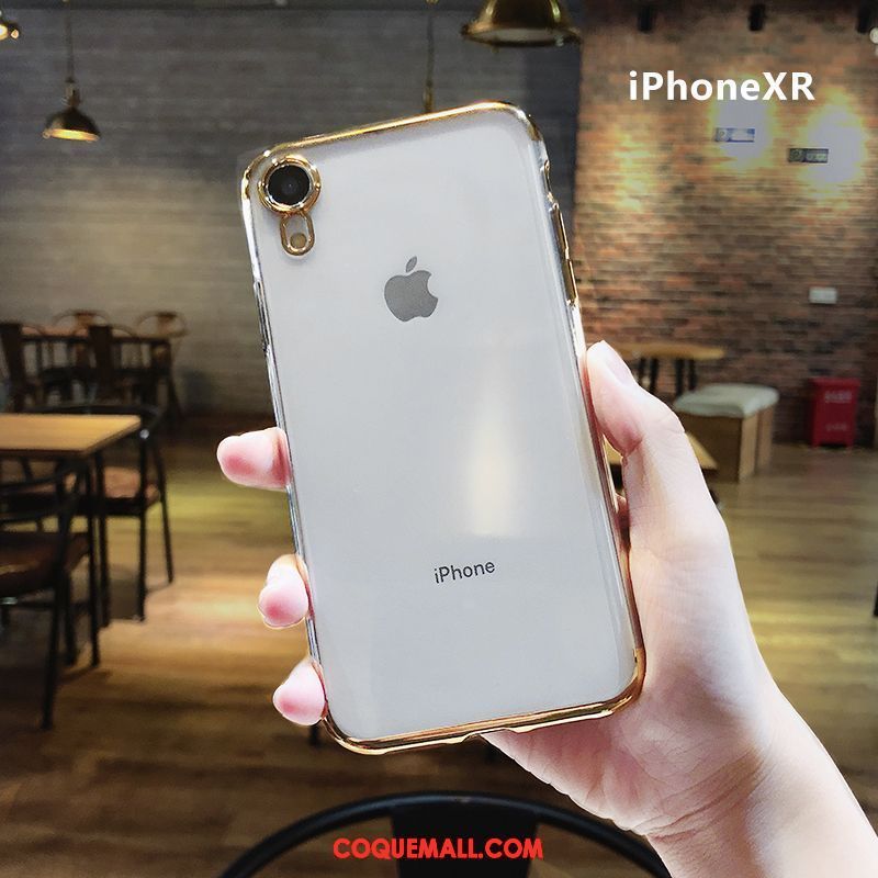 Étui iPhone Xr Or Silicone Incassable, Coque iPhone Xr Protection Transparent