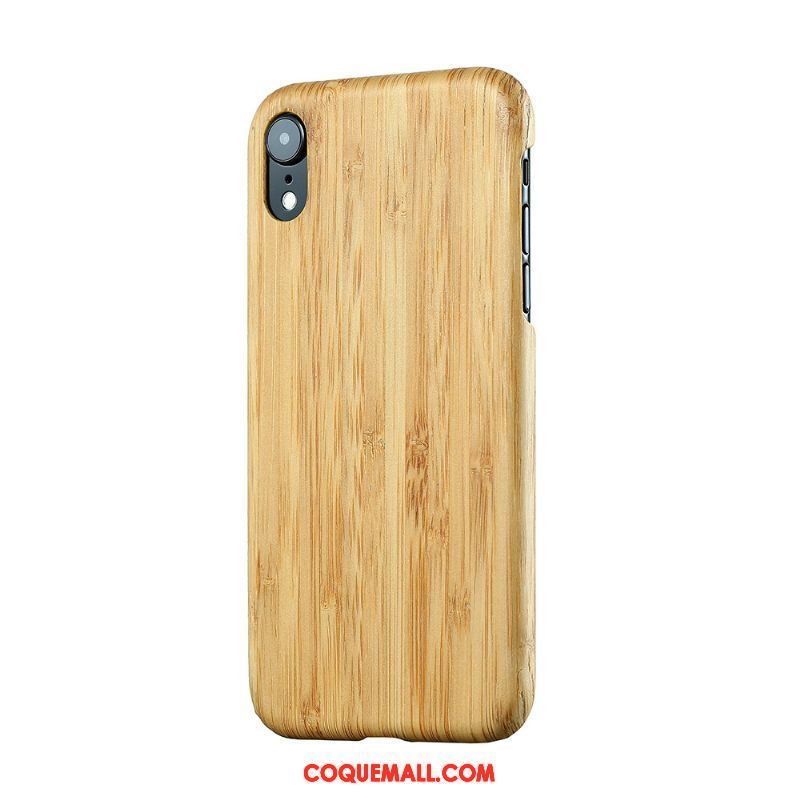 Étui iPhone Xr Protection Téléphone Portable Jaune, Coque iPhone Xr En Bois Très Mince