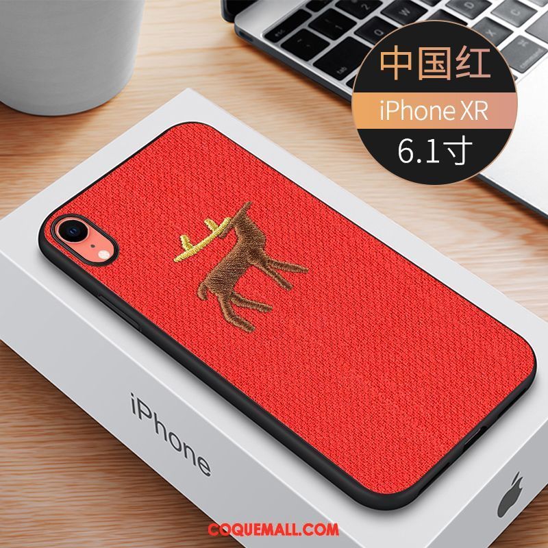 Étui iPhone Xr Rouge Net Rouge Téléphone Portable, Coque iPhone Xr Nouveau Cerf