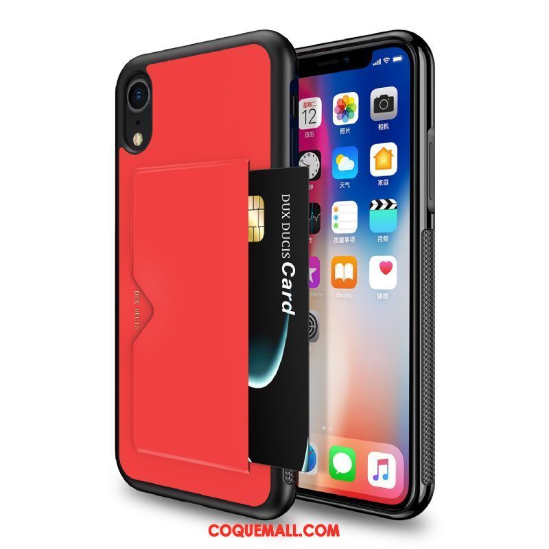 Étui iPhone Xr Téléphone Portable Paquet De Certificat Étui En Cuir, Coque iPhone Xr Sac Protection