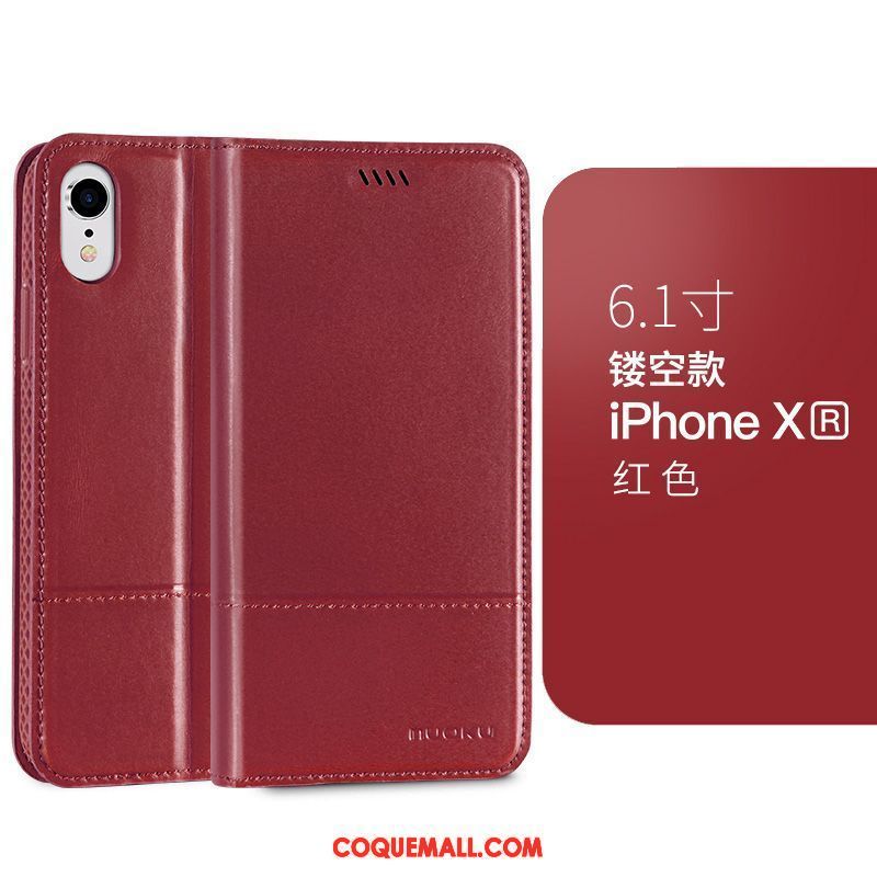 Étui iPhone Xr Étui En Cuir Cuir Nouveau, Coque iPhone Xr Business Téléphone Portable Braun