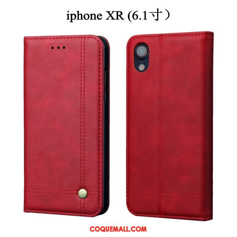 Étui iPhone Xr Étui En Cuir Protection Téléphone Portable, Coque iPhone Xr Incassable Noir