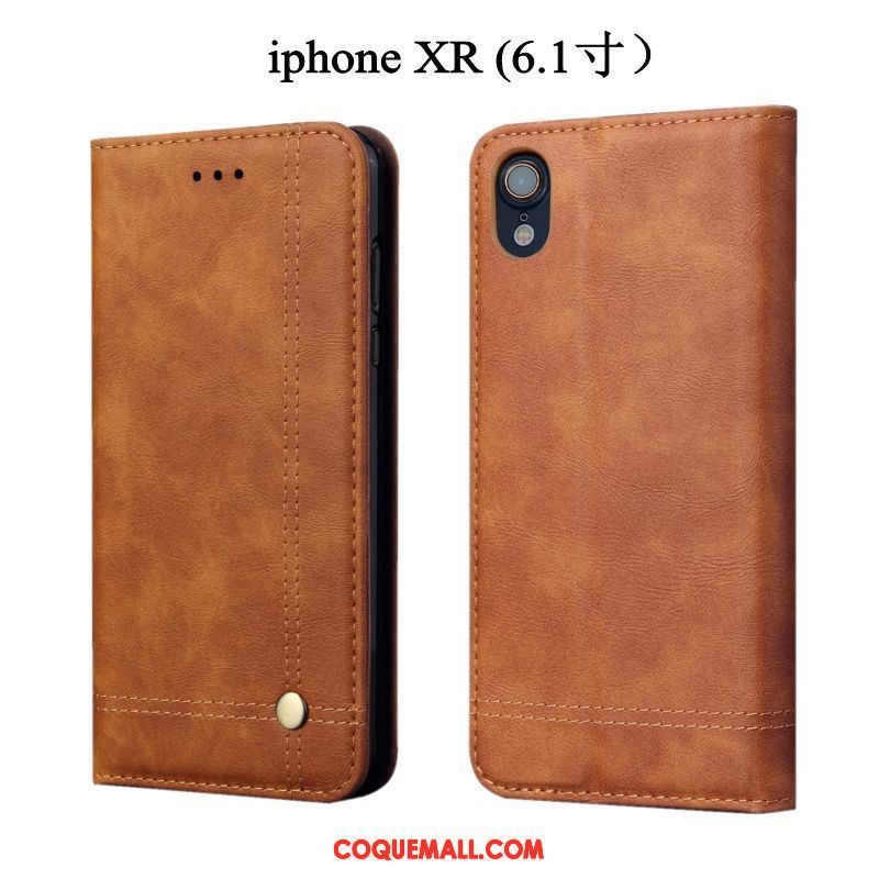 Étui iPhone Xr Étui En Cuir Protection Téléphone Portable, Coque iPhone Xr Incassable Noir