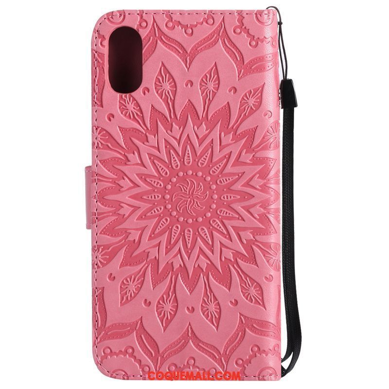 Étui iPhone Xr Étui En Cuir Soleil Téléphone Portable, Coque iPhone Xr Fleur Gris