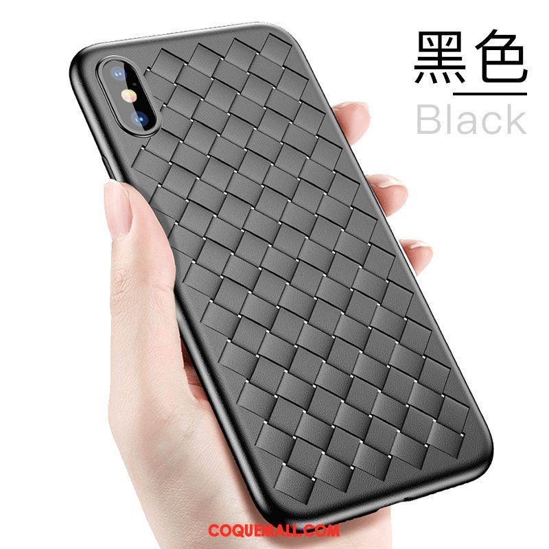 Étui iPhone Xs Bleu Tout Compris Silicone, Coque iPhone Xs Tissage Marque De Tendance