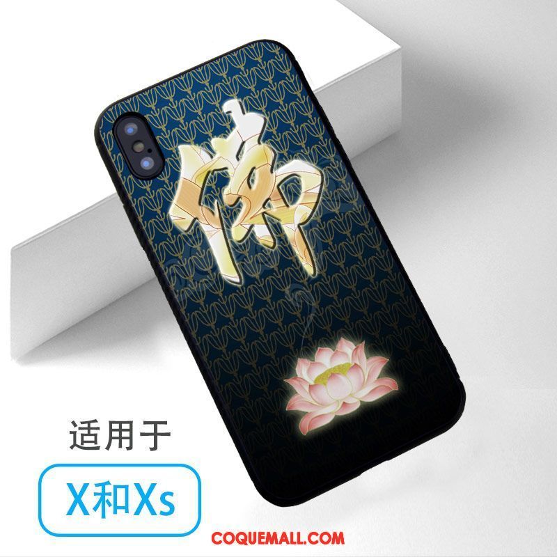 Étui iPhone Xs Bouddha Téléphone Portable Bleu, Coque iPhone Xs