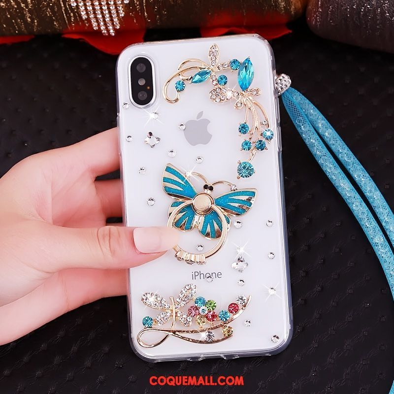 Étui iPhone Xs Cou Suspendu Créatif Silicone, Coque iPhone Xs Anneau Support